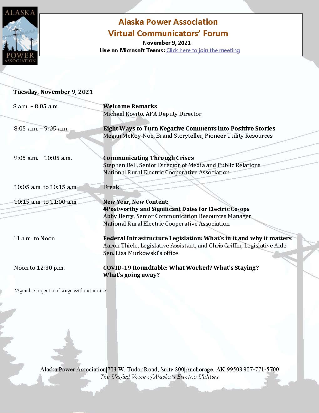 2021 APA Comm Forum Agenda